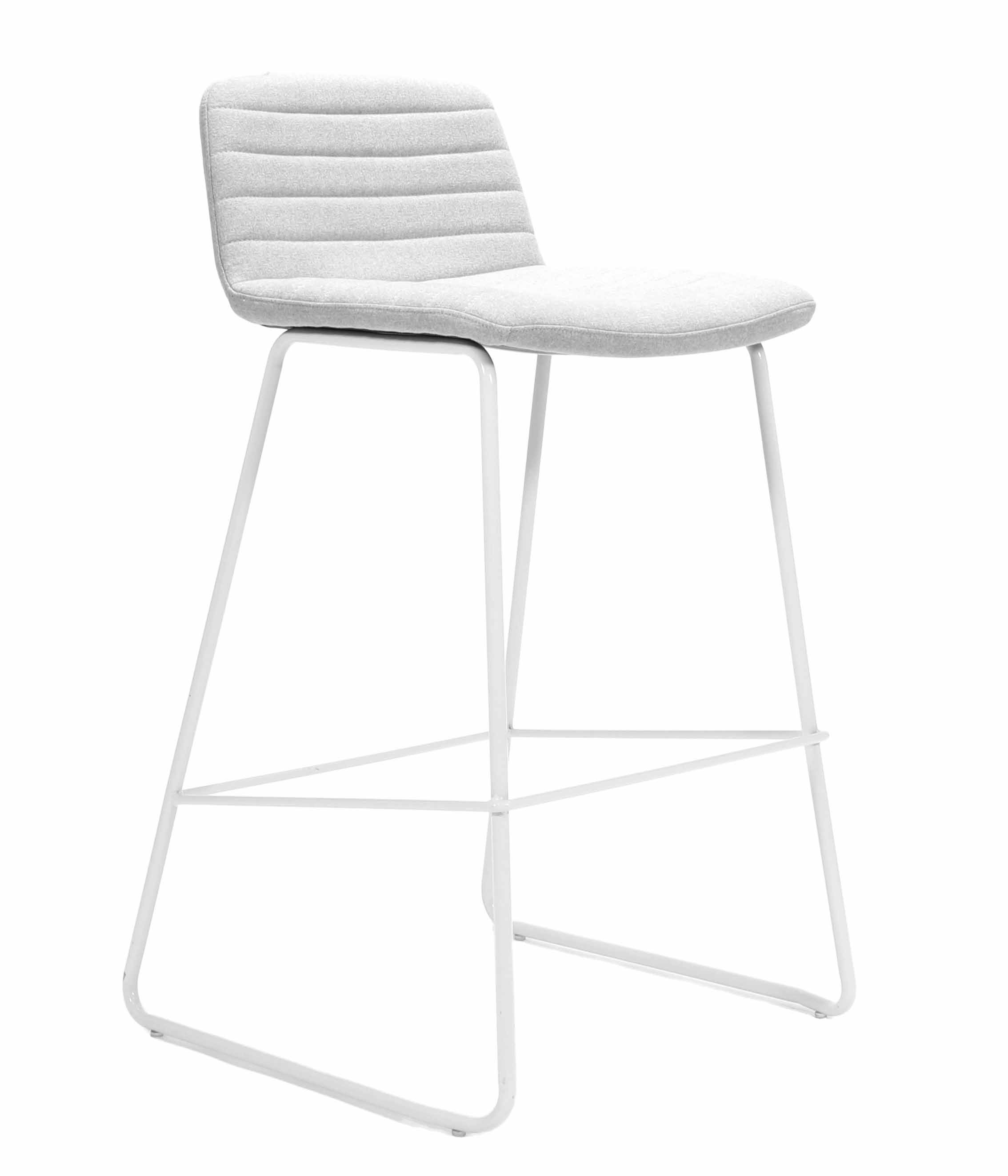 Pixel Bar Stool - Light Grey Fabric with White Frame